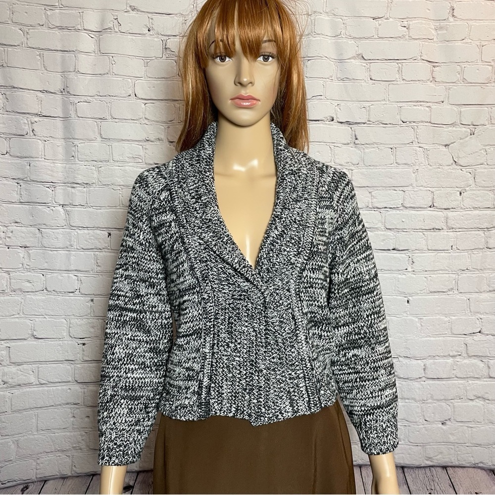 New Rafaella Cotton Blend Knit 3/4 Sleeve Grey Cardigan Size M